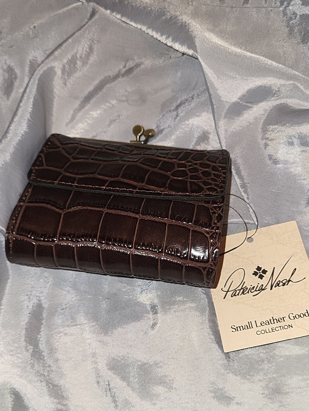 Patricia Nash Astor Choco Croc-Embossed Leather Small Wallet EL